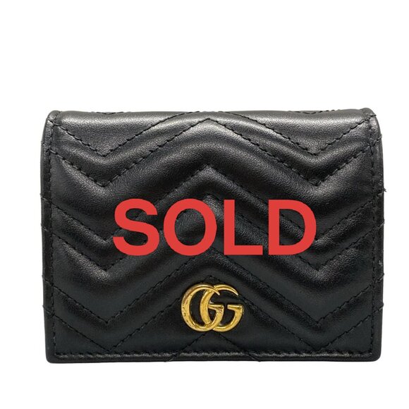 GUCCI GG Marmont Black Leather - Bifold Wallet 406-062725 - Picture 1 of 12